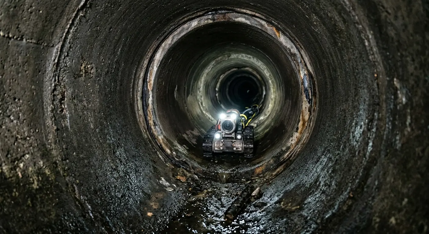 Robotic sewer camera inspecting pipe interior for Drain Snake Service in Dos Palos